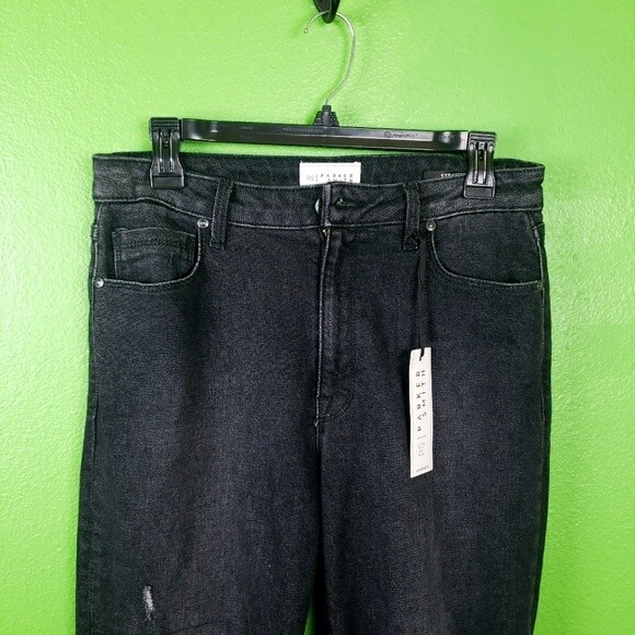 Parker Smith Women's Black Denim Distressed Jewel Patchwork Jeans sz 30 - Picture 8 of 11